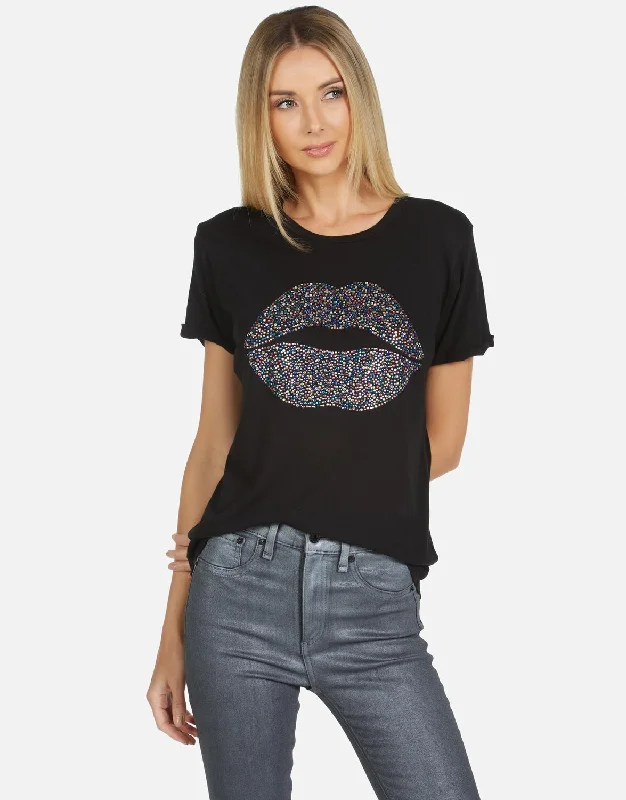 Women's Blouse with RufflesEdda Crystal Sprinkle Lip