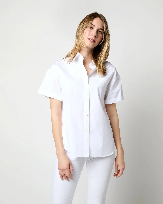 Women's Blouse with Keyhole CollarAgnes Shirt in White Poplin