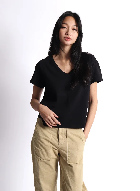 Women's Blouse with Mandarin CollarBlack Venice V-Neck