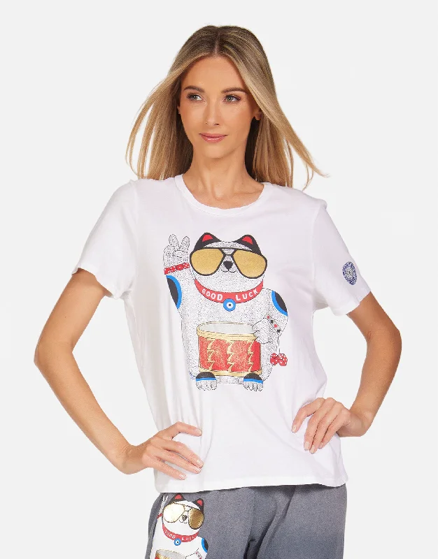 Women's Blouse with Lapel CollarCroft Lucky Cat