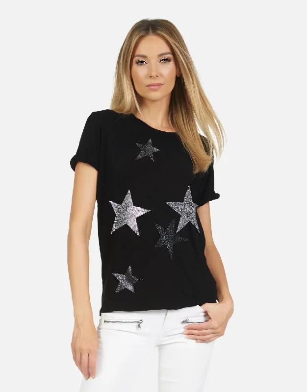 Women's Blouse with Boat CollarEdda X Crystal Multi Stars