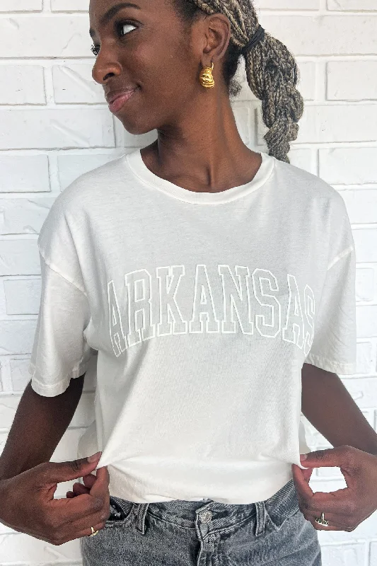 Women's Blouse with Cap SleevesPuff Print Arkansas Tee