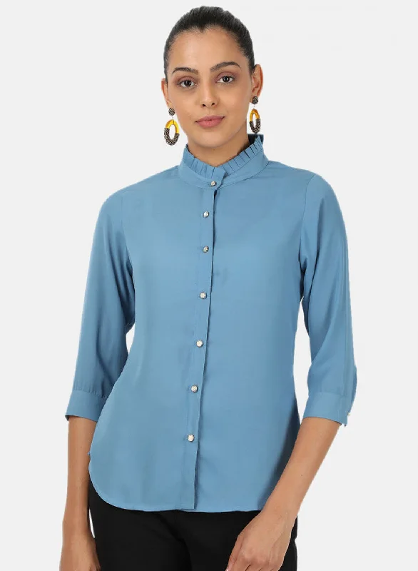 Women's Patterned BlouseWomens Blue Plain Top