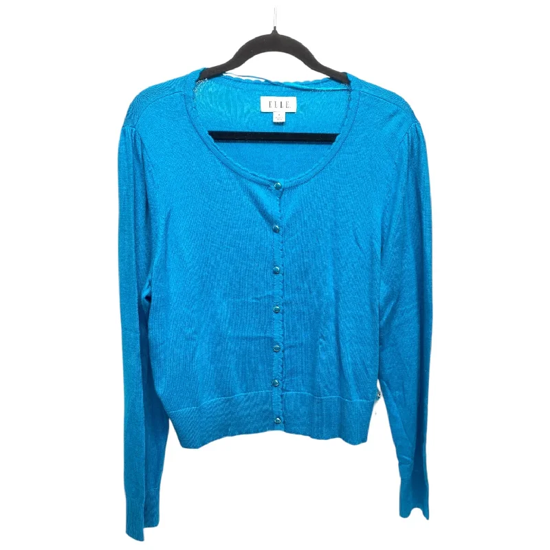 Women's Patterned SweatersCardigan By Elle In Teal, Size: Xl