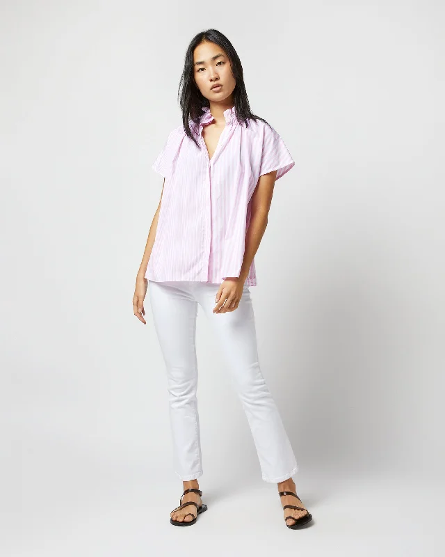 Women's Blouse with PeterAtelier Kami Top in Pink Mixed Stripe Poplin