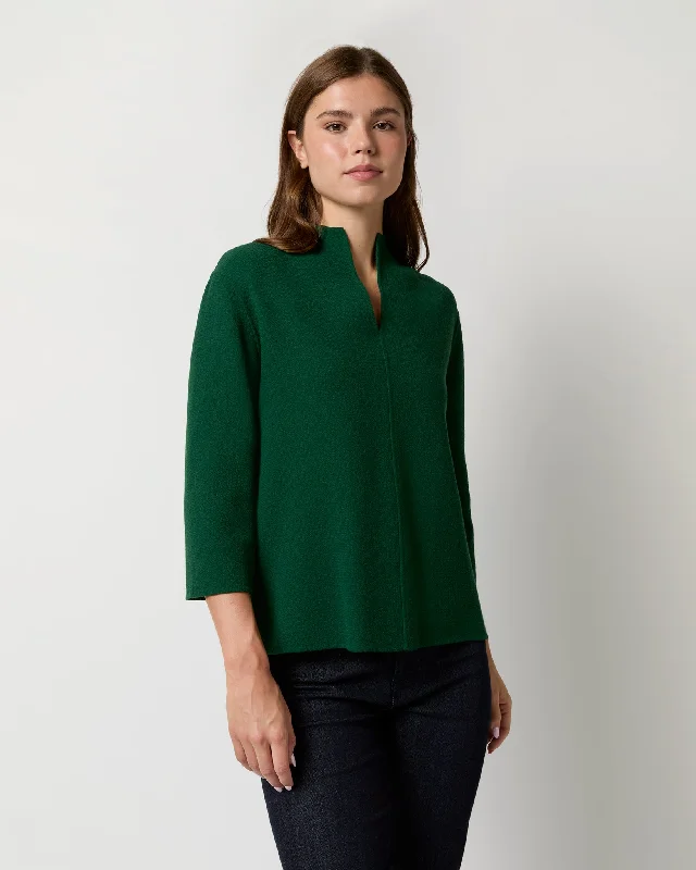 Women's Blouse for WeddingCamilla Top in Forest Double-Faced Stretch Wool Crepe