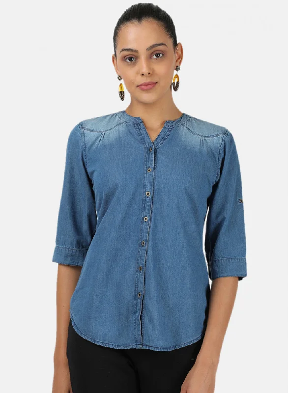 Women's Blouse for SchoolWomens Blue Light Wash Top