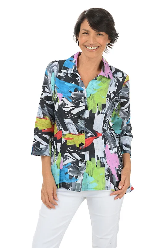 Women's Blouse with Shirt CollarPetite Vita Button-Front Shirt