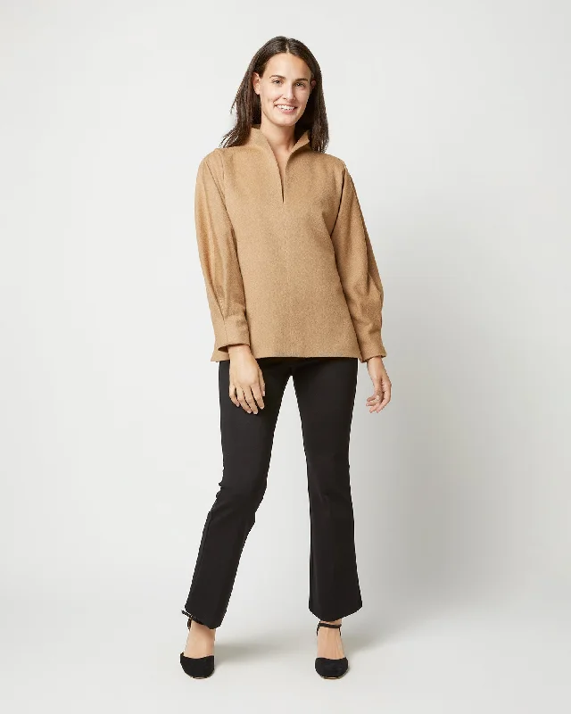 Women's Blouse for ChurchViolet Top in Camel Hair Flannel