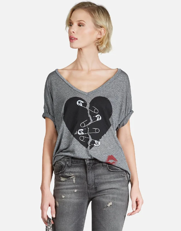 Women's Blouse with Boat CollarBrixton Safety Pin Heart