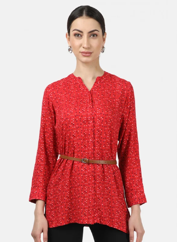 Women's Blouse for BusinessWomens Red Printed Top