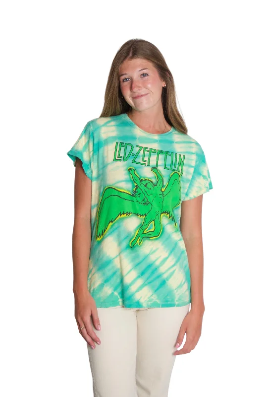 Women's Blouse with U-Shaped CollarLed Zeppelin Tee in Mystic Tie-Dye