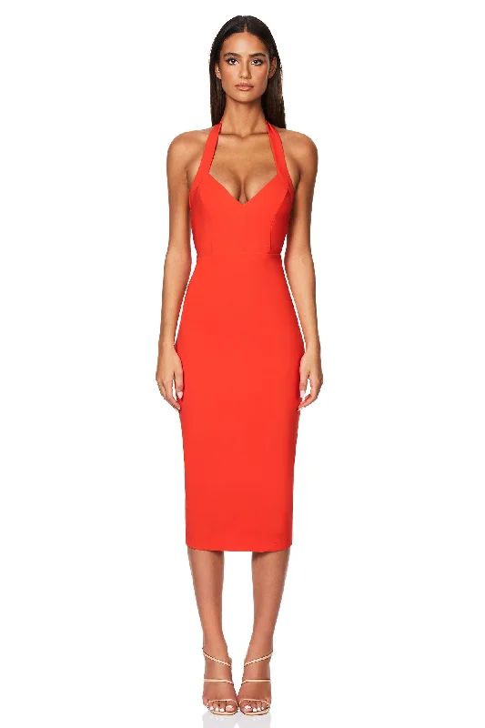 Women's Square-Back DressesNookie Love Affair Midi Dress - Tangerine