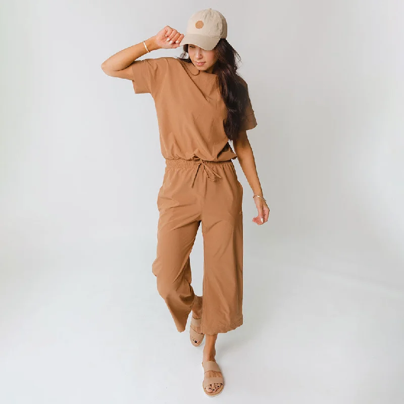 Women's Jumpsuits with Square NeckSand Wide Leg Jumpsuit