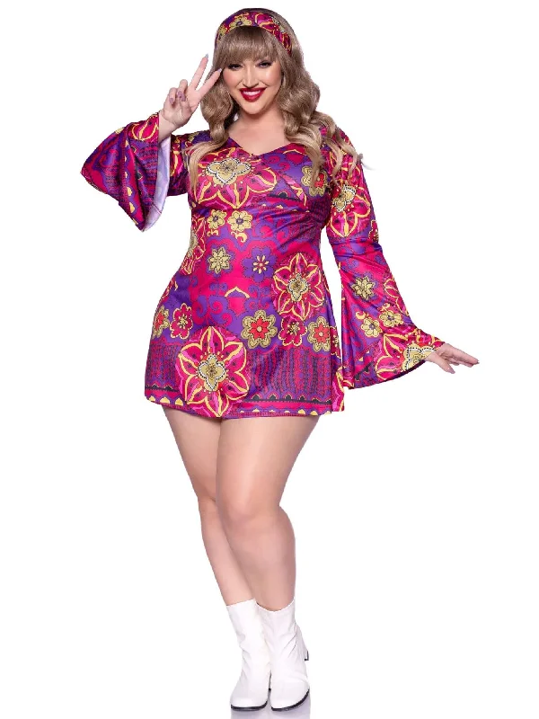 plus-size wireless braLeg Avenue 83048X 2 Pc Retro Print Bell Sleeves Set