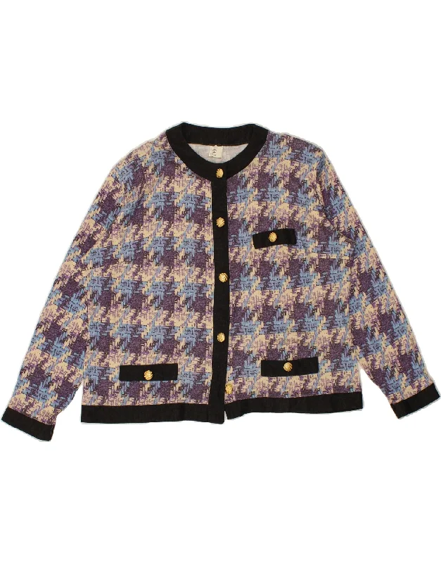 Women's Coats with ButtonsVINTAGE Womens 5 Button Blazer Jacket IT 54 3XL Multicoloured Houndstooth