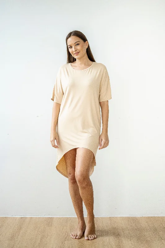 plus-size women's pajama pantsMysa Lounge Dress in Sandstone