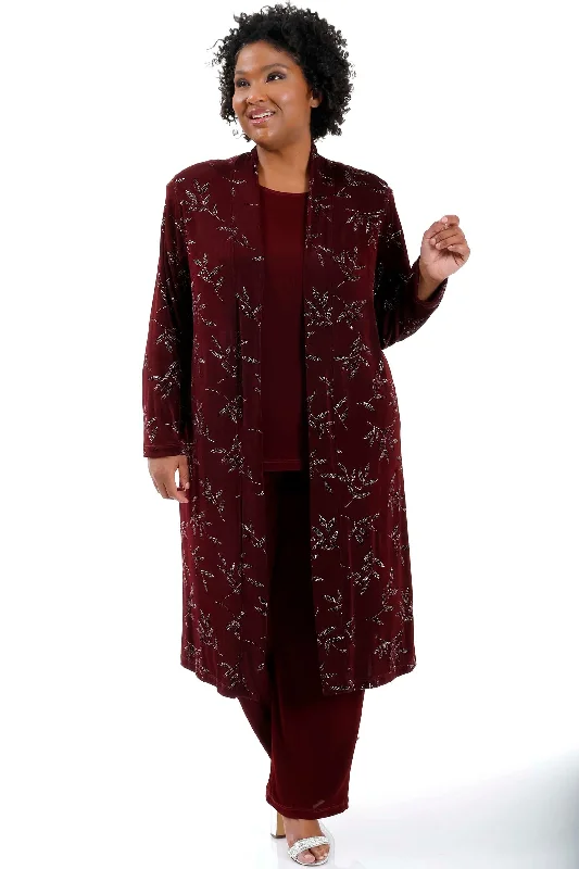 Women's Jodhpurs with Narrow CollarVikki Vi Classic Shiraz Sparkle Kimono Duster