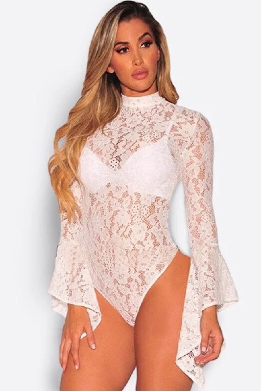 lightweight body suit for layering under clothesBody Dentelle Blanc Manche Longue