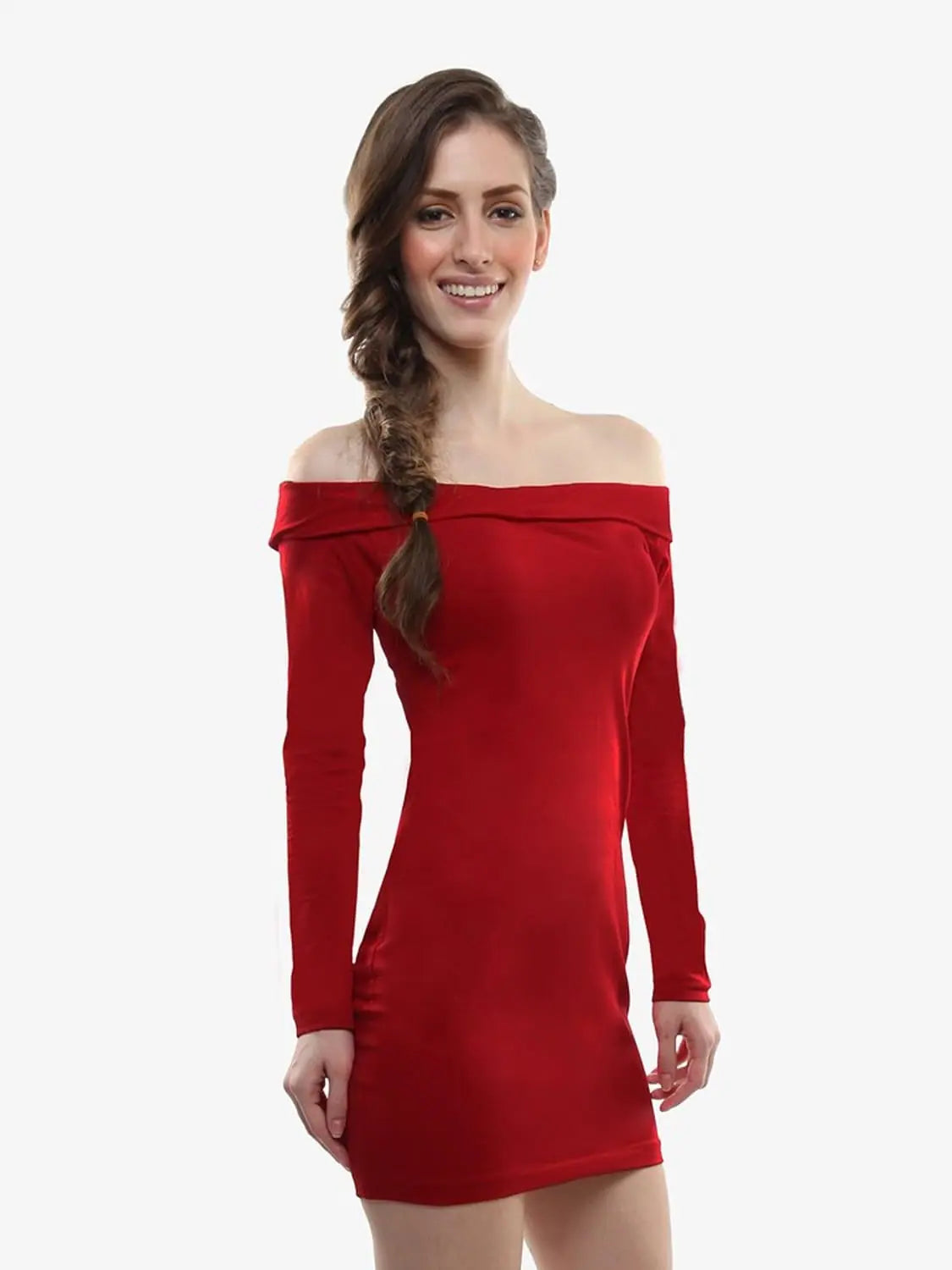 Women's Keyhole Collar DressesOver My Shoulder Bodycon Dress Red