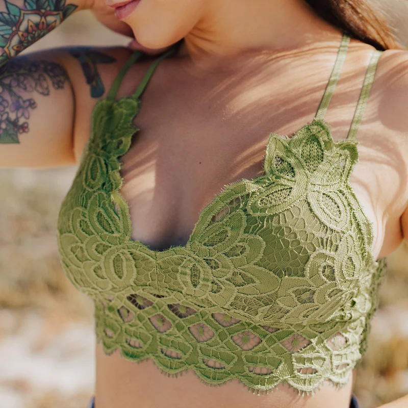 lace front closure braPistachio Crochet Bralette