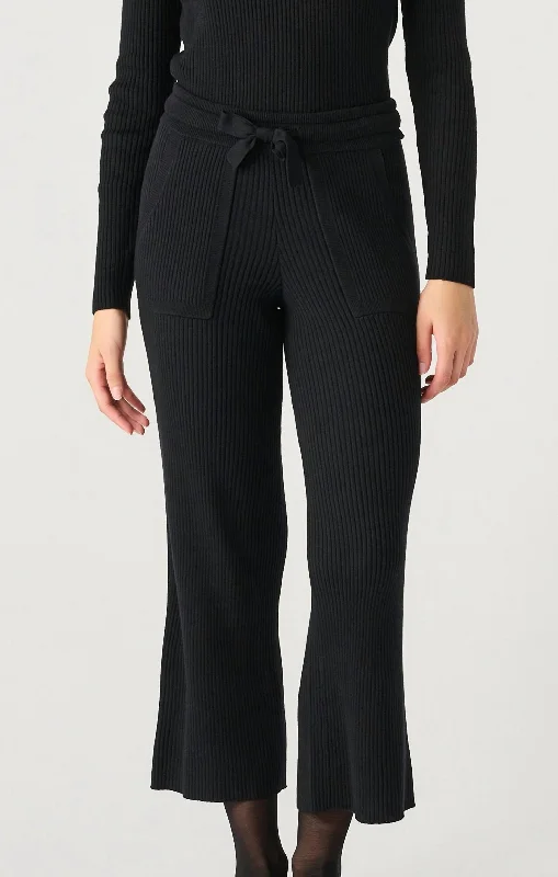 Women's Jodhpurs with Narrow CollarRibbed Sweater Pants In Black