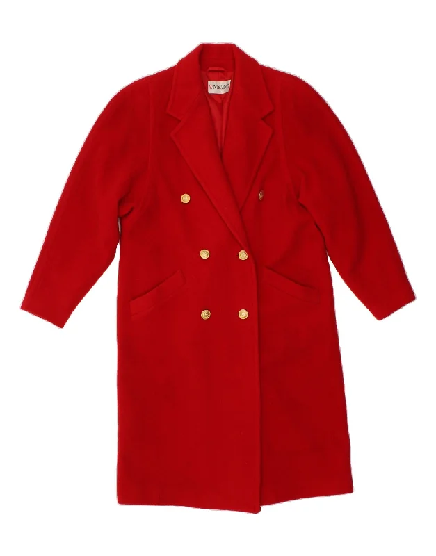 Women's Coats with Fur Trimmed SleevesWINDSMOOR Womens Double Breasted Coat UK 12 Mediium Red Wool