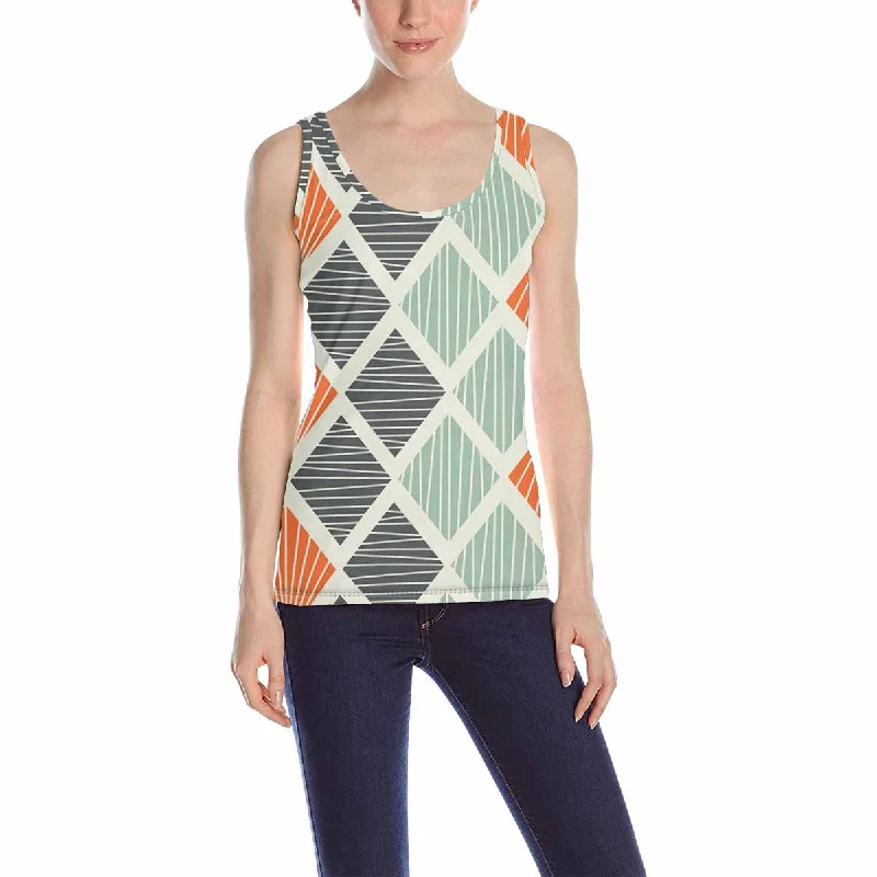 Women's Striped BlouseWomen's Tank Top print with rhombus pattern