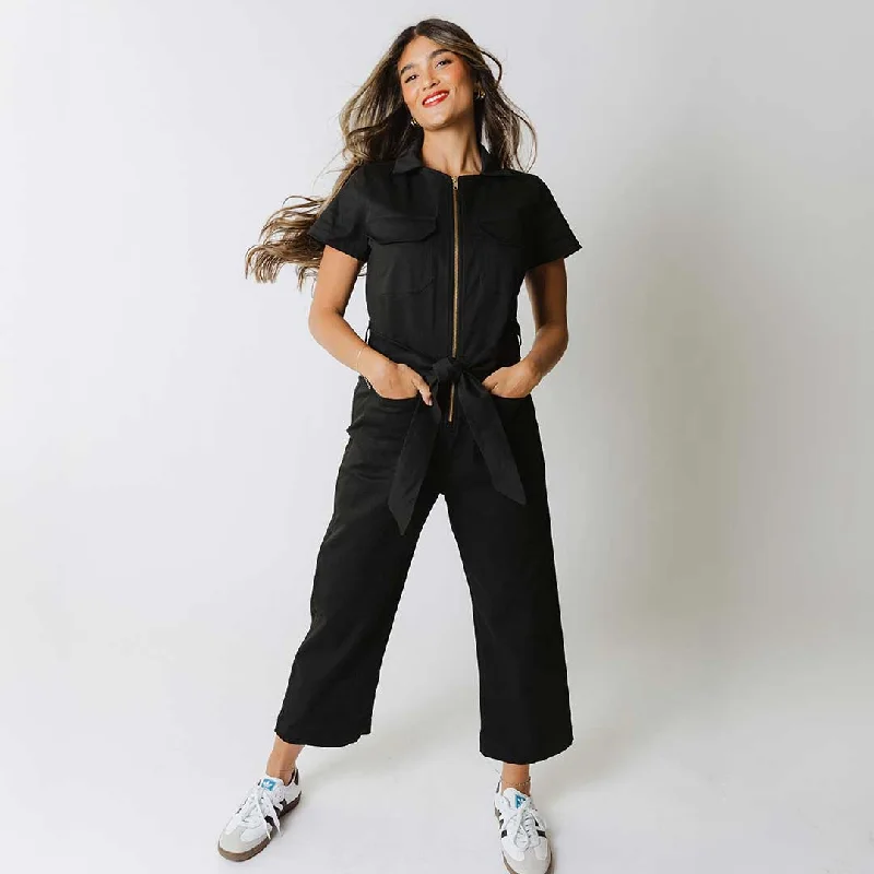 Women's OverallsHamptons Jumpsuit, Black Canvas