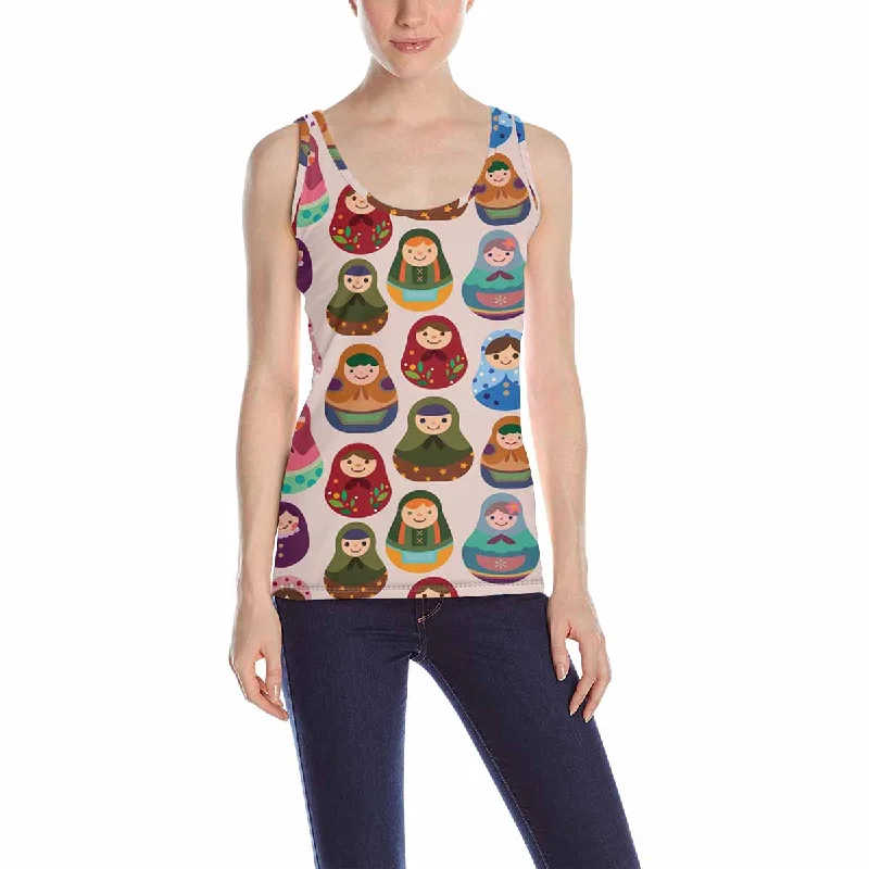 Women's Blouse for PartyWomen's Tank Top print with Russian doll pattern