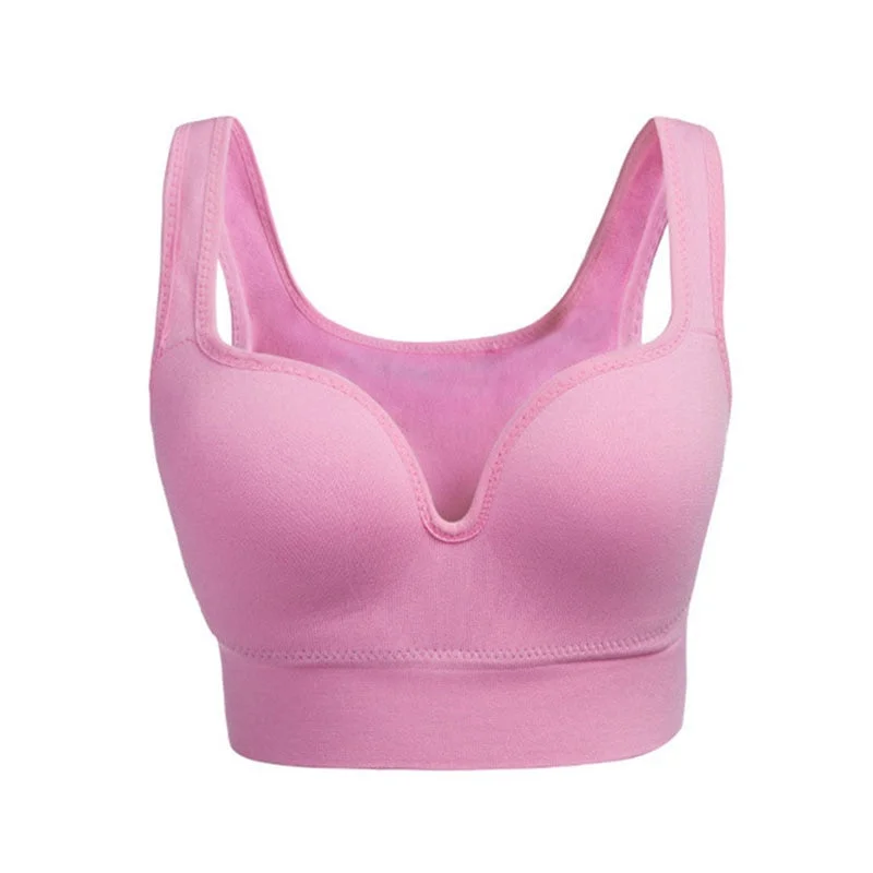 full-coverage bra for large bustsSports Bra Ladies Padded Push up Yoga Fitness Daily Wear Wire Free Bra Seamless Full Cup Solid Sports Tops  5 Colors