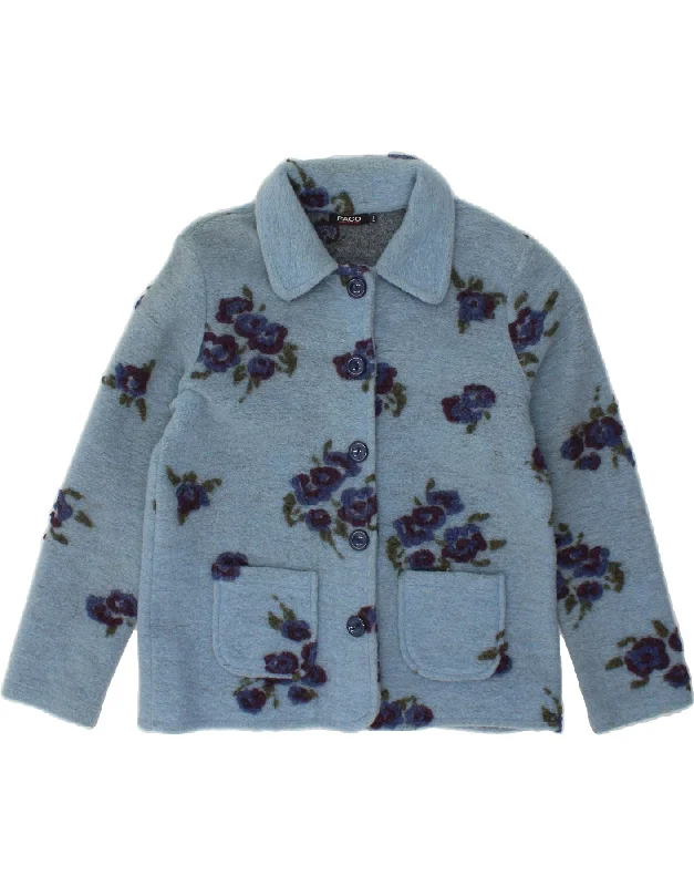 Women's Windbreaker CoatsPACO Womens 5 Button Blazer Jacket UK 16 Large Blue Floral