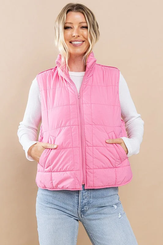 Women's Blouse with Shawl CollarMaking Memories Pink Puffer Vest