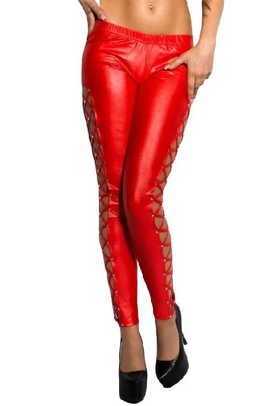 women's pajamas with a touch of eleganceCriss-Cross Leatherette Leggings