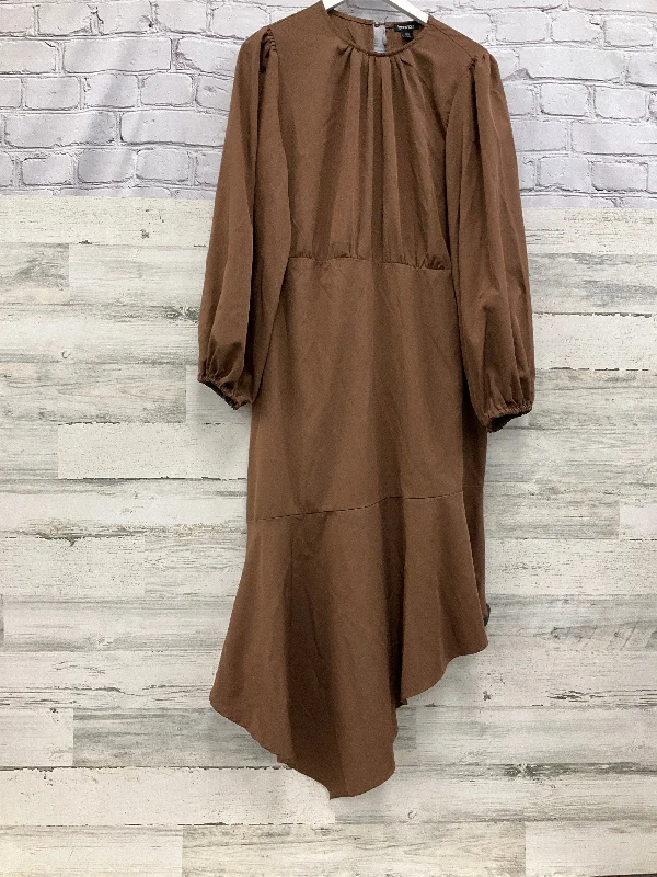 Women's Long-Sleeve DressesDress Casual Maxi By Boohoo Boutique In Brown, Size: L