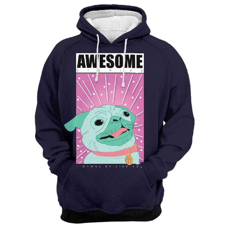 Women's Hooded Sweatshirts with Solid Color LiningAwesome Pug Hoodie