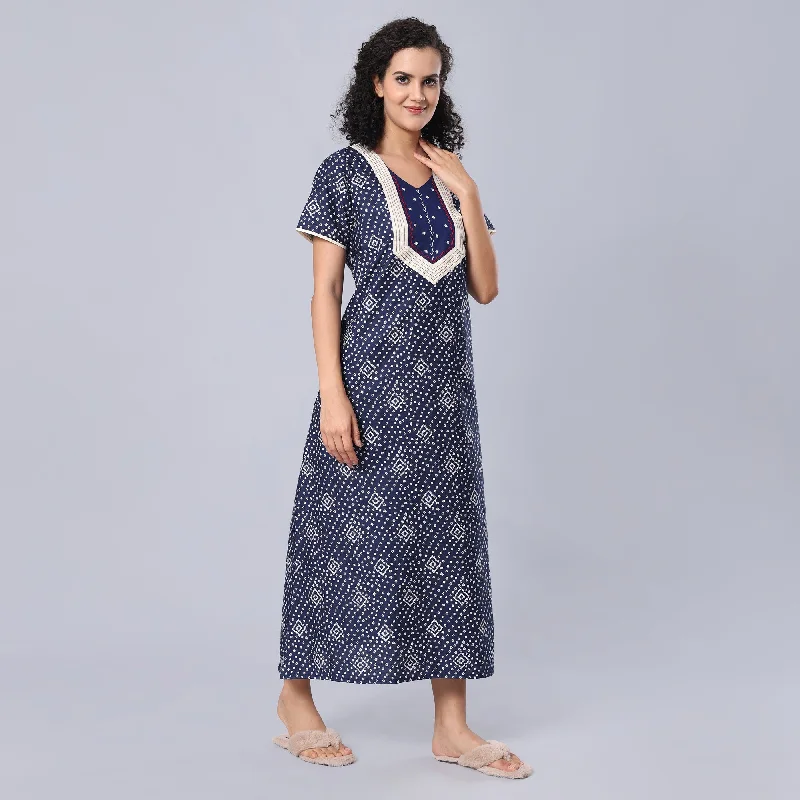 women's pajamas with a snug fitEvolove Women's 100% Cotton Printed Maxi Nighty Sleepwear Super Comfortable & Soft Cotton