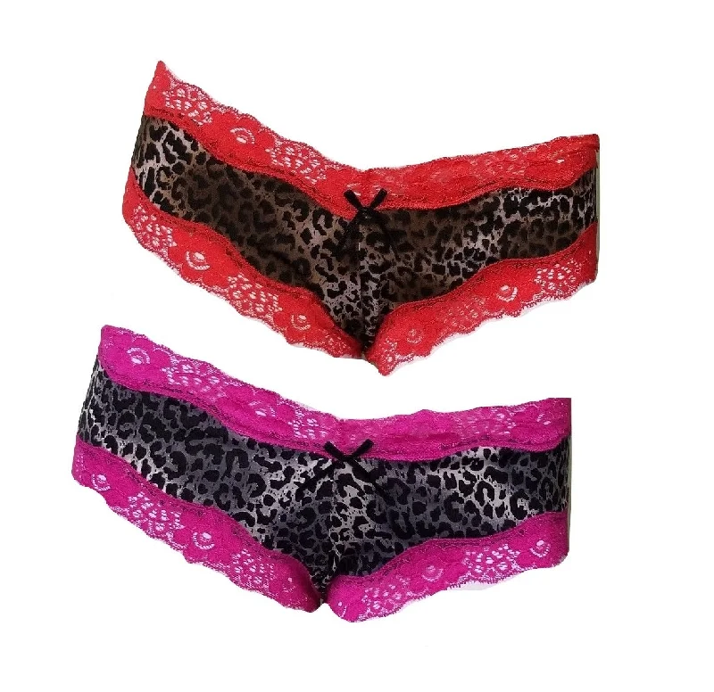 seamless high-waisted briefs for all-day comfortLeopard Print Panties with Lace Trim