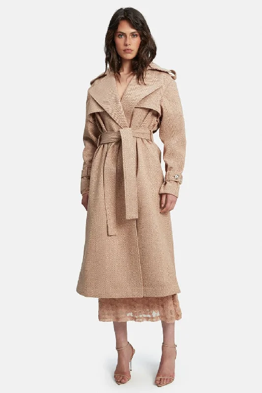 Women's Jumpsuits with Shirt CollarOversized Trench - Herringbone