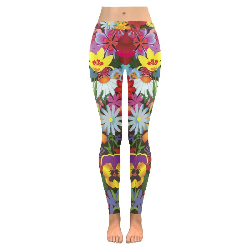 Graphic colourful Floral pattern print Low Rise Ladies yoga running Leggings