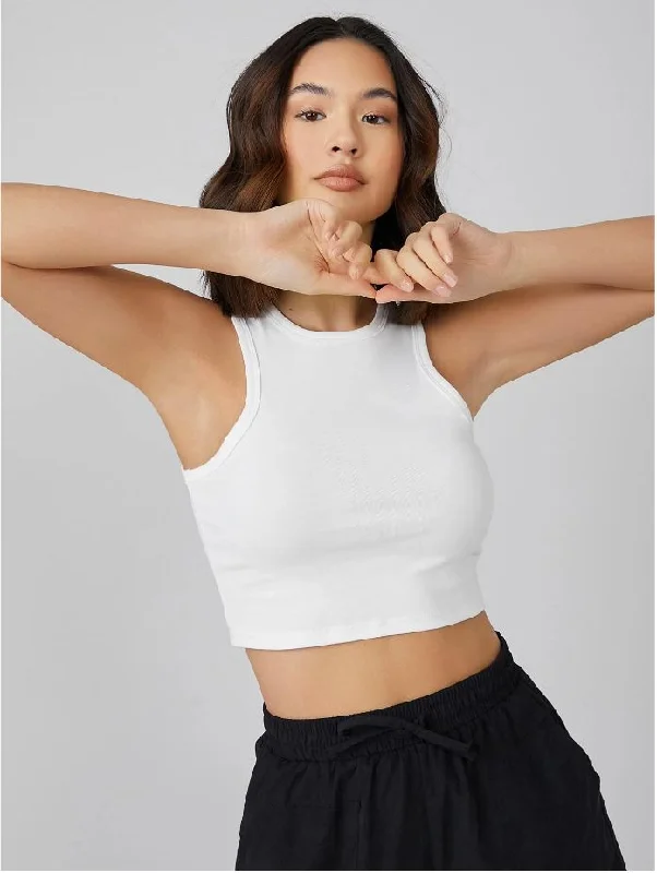 Women's Striped BlouseBasic White Crop Tank Tops