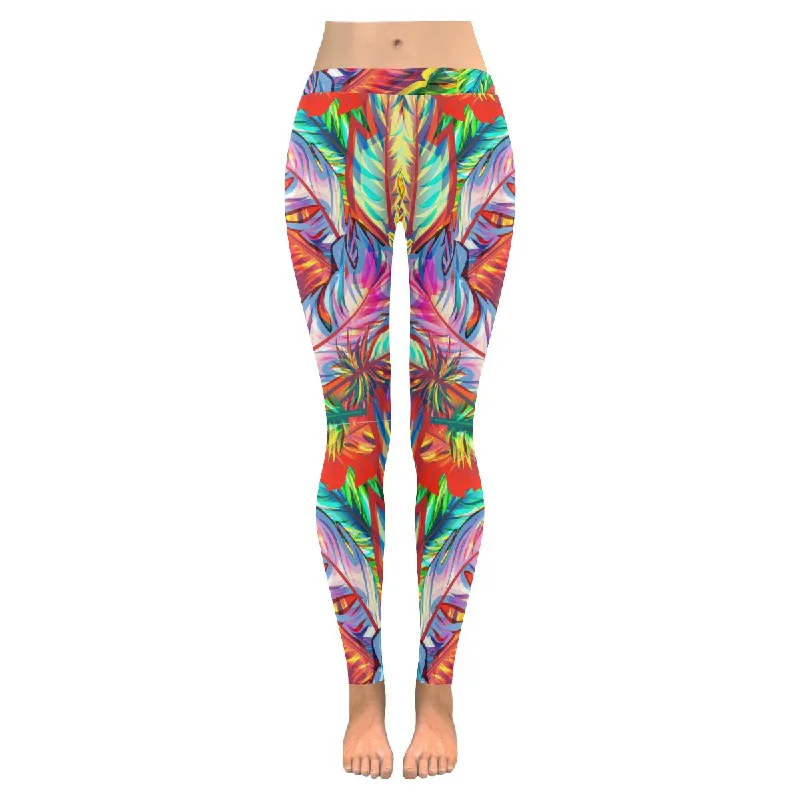 Graphic Bright feather print Ladies yoga running Leggings for womens