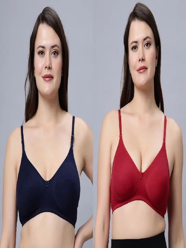 wireless maternity braNon padded medium coverage Magenta and Navy blue Color Everyday Bra (Pack of 2)