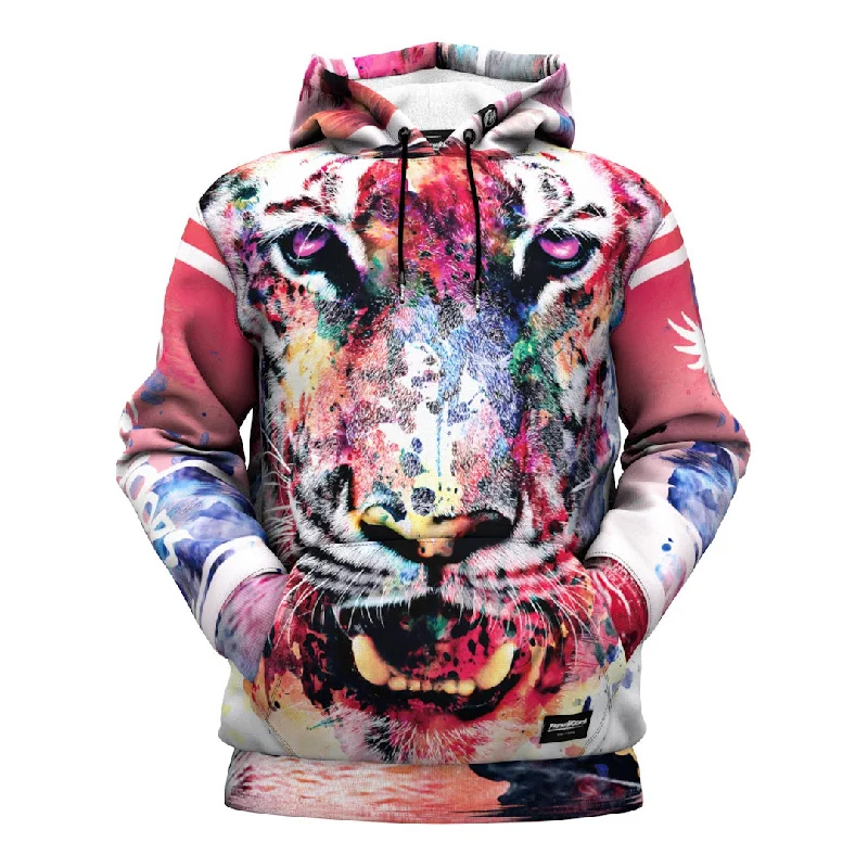 Women's Hooded Sweatshirts with Ribbed WaistAquarelle Tiger Hoodie