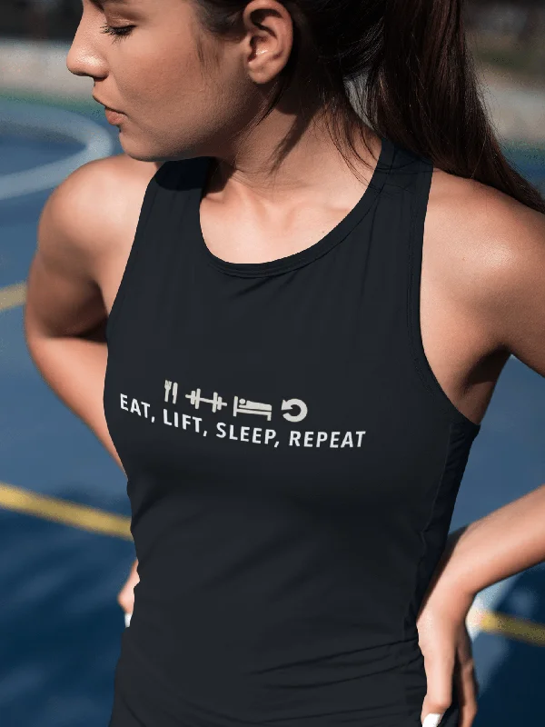 Women's Blouse with SmockingEAT, LIFT, SLEEP, REPEAT: Tank Tops