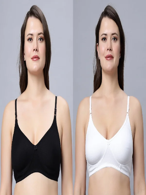 convertible bra for strapless dressesMedium coverage Non Padded Bra Black White color (Pack of 2)