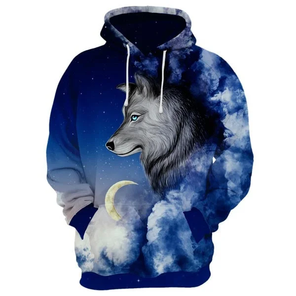 Women's Hooded Sweatshirts with Low WaistCalm Wolf Hoodie