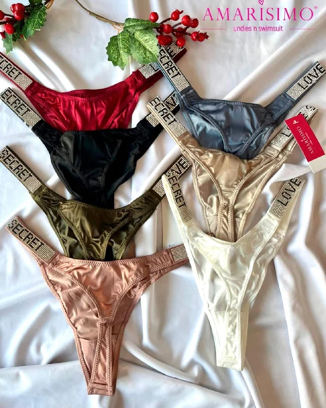 stretchable satin hipster panties with a lace trim and sheer overlay for a luxurious and seductive appealTANGA DIAMOND LICRA