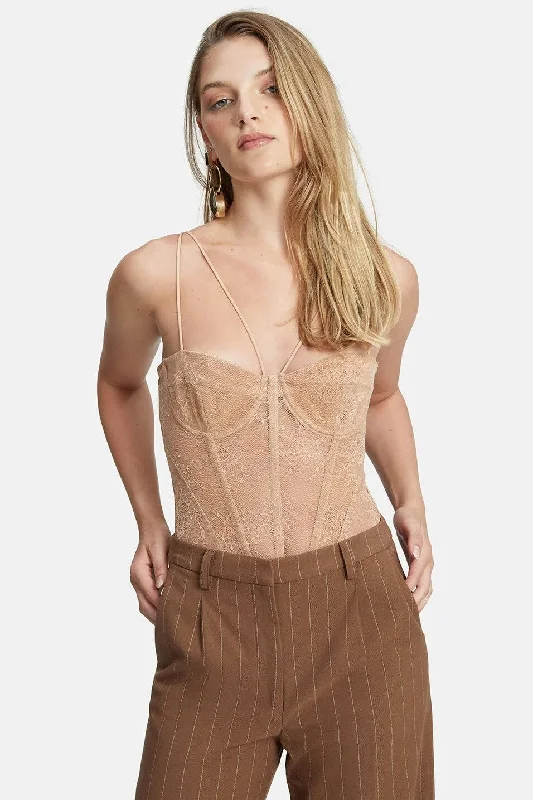 Women's One-Piece JumpsuitsFleur Lace Bodysuit - Biscuit