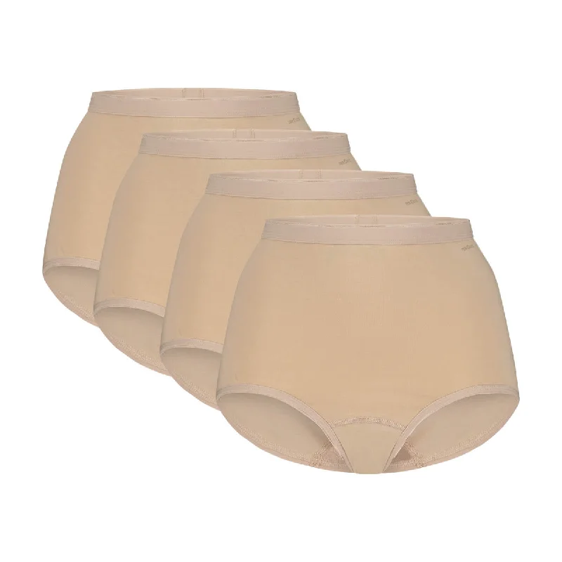 lightweight cotton briefs with a soft and stretchable fabric for everyday comfortBasics women high waist 4 pack 32420 029 beige